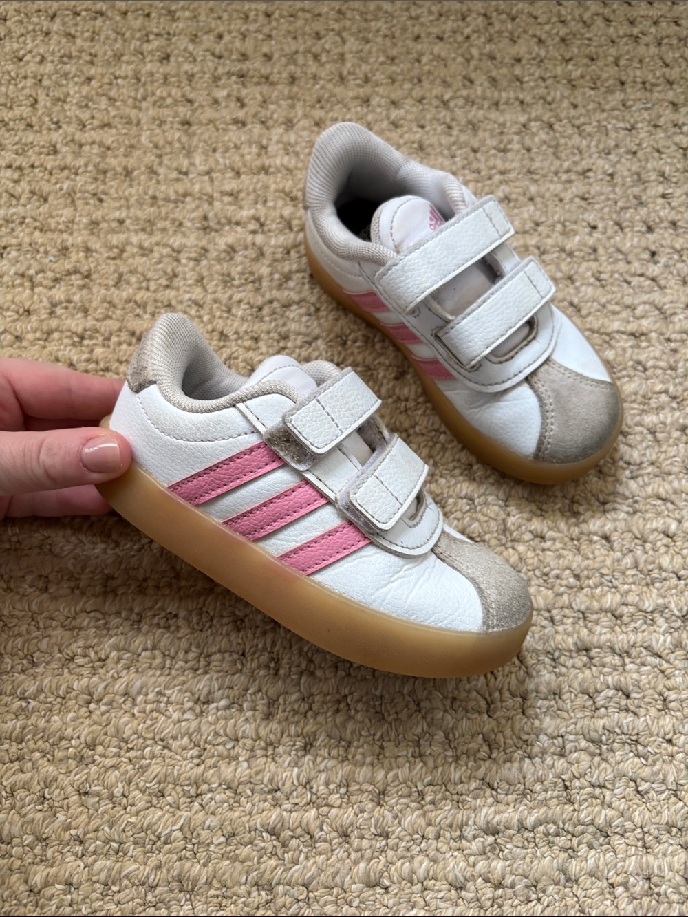 Adidas VL Court 3.0 Toddler Velcro Sneakers White Bliss Pink